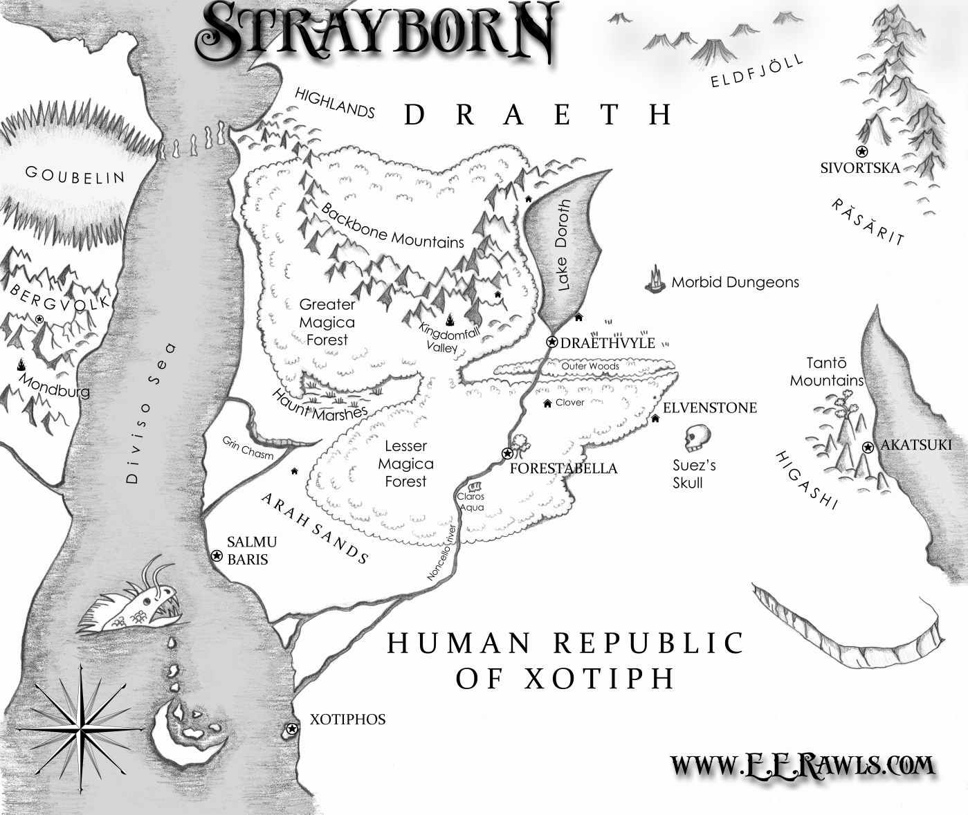 Strikeborn Map Strayborn Map – Author E.E. Rawls