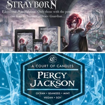 Free books, book giveaway, Percy Jackson, Strayborn, Draev Guardians books, a court of candles, book candles, the lightning thief candle, percy jackson candle, giveaway books candles,