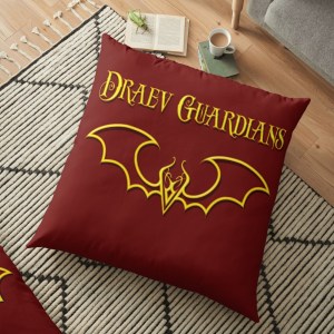 fantasy home decor, fantasy art decor, author E.E. Rawls, Draev Guardians merch, fantasy book series swag, fantasy book merch, fantasy book pillow, fantasy book accessories, book apparel, book swag pillow, fantasy book art, vampire books, gold pillow, red pillow, vampire pillows, red wings, gold wings, wings art pillow, bat wings pillow, dragon pillow,