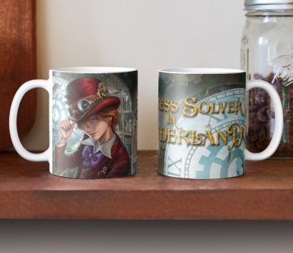 Madness Solver in Wonderland, author E.E. Rawls, wonderland books, alice in wonderland books, alice in wonderland art, alice in wonderland apparel, wonderland mugs, boy steampunk art apparel, steampunk art mugs, steampunk wonderland books, steampunk wonderland art, steampunk wonderland series, new wonderland book series, steampunk wonderland mug
